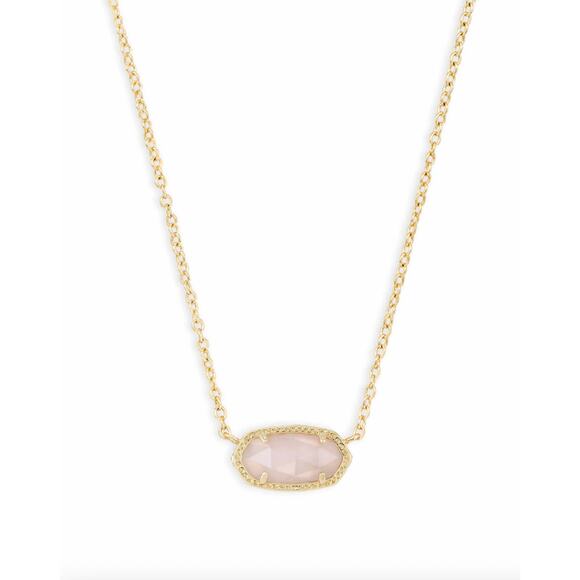 NWT $60 Kendra Scott Elisa Gold Pendant Necklace in Rose Quartz - Picture 5 of 7